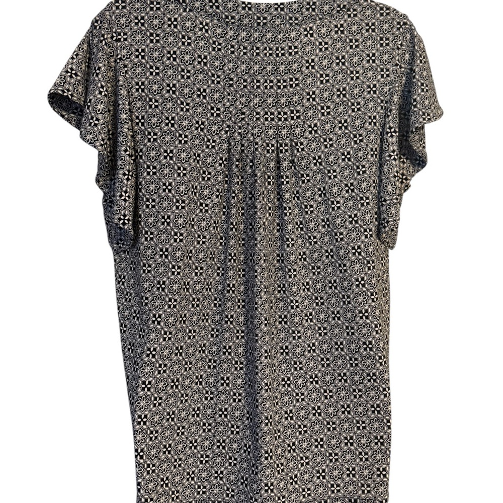 ❤️ Roz & Ali Black/White Patterned Blouse w/Flutter Sleeve LARGE   #V - Picture 6 of 6